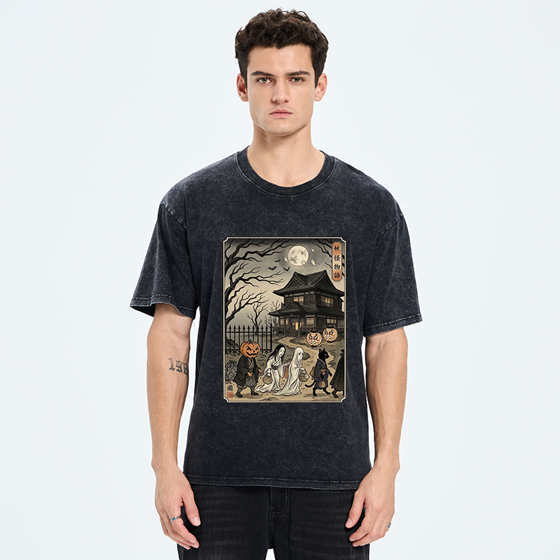 Tokyo-Tiger Vintage Yokai Art Washed T-Shirt