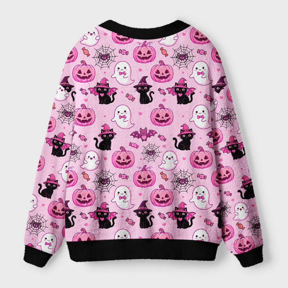 Tokyo-Tiger Pink Halloween Ugly Cardigan Sweater