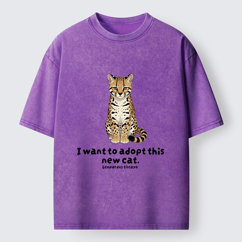 Tokyo-Tiger Adopt New Cat Funny Meme Washed T-Shirt