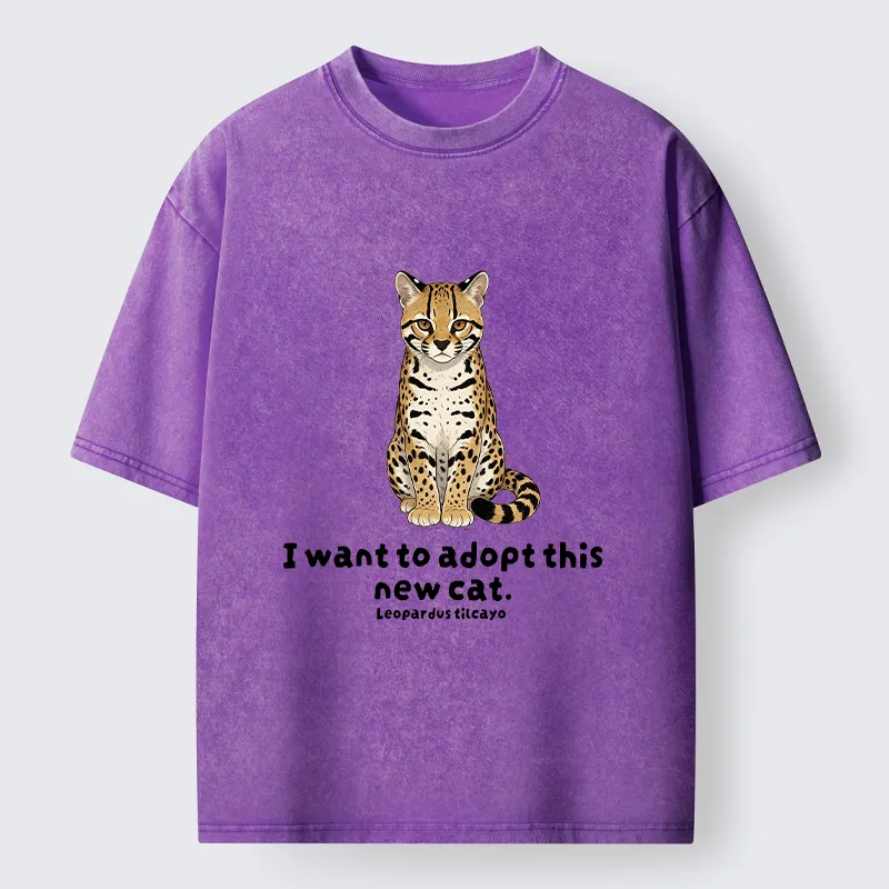 Tokyo-Tiger Adopt New Cat Funny Meme Washed T-Shirt