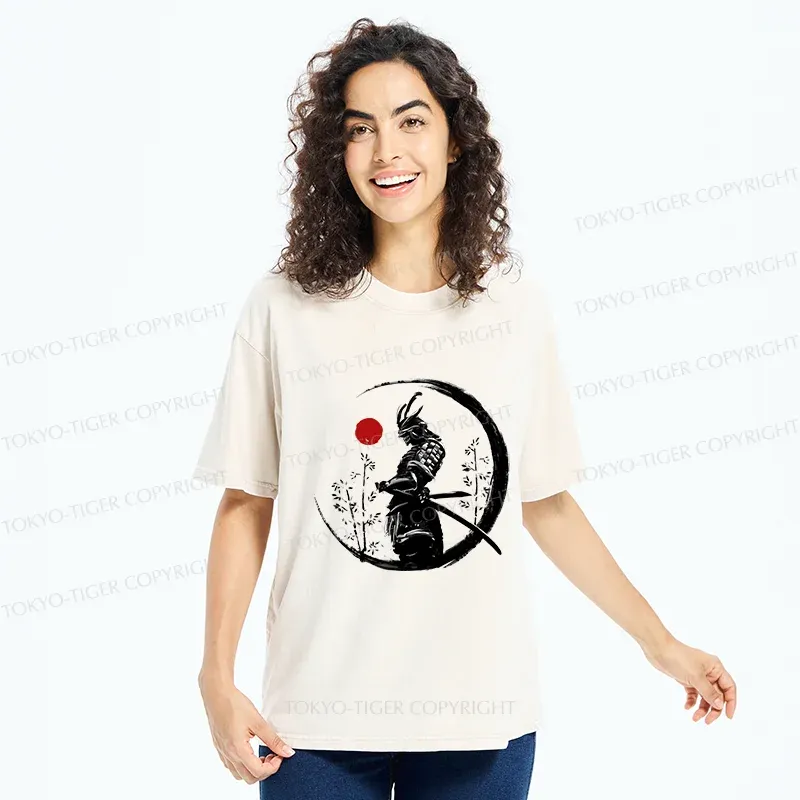 Tokyo-Tiger Bamboo Forest Samurai Washed T-Shirt