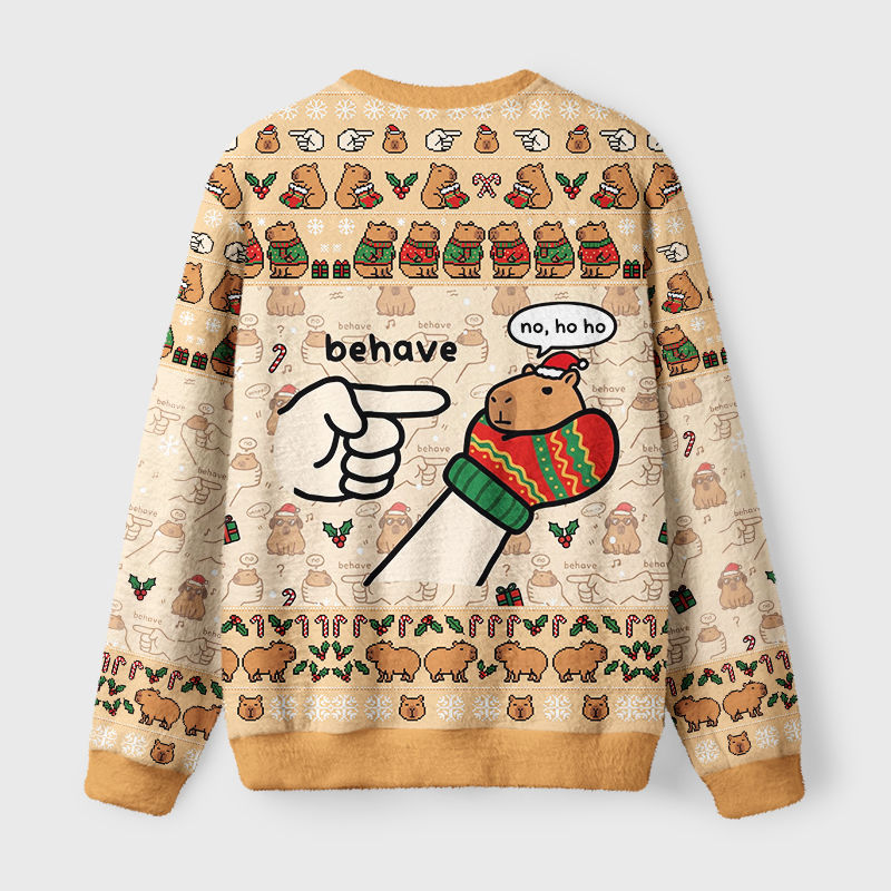 Tokyo-Tiger Dishonest Capybara Fuzzy Christmas Ugly Sweatshirt