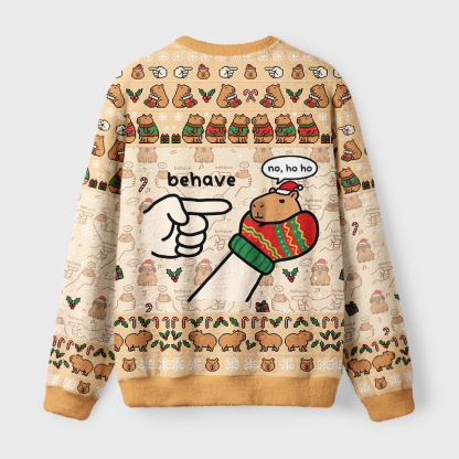 Tokyo-Tiger Dishonest Capybara Fuzzy Christmas Ugly Sweatshirt