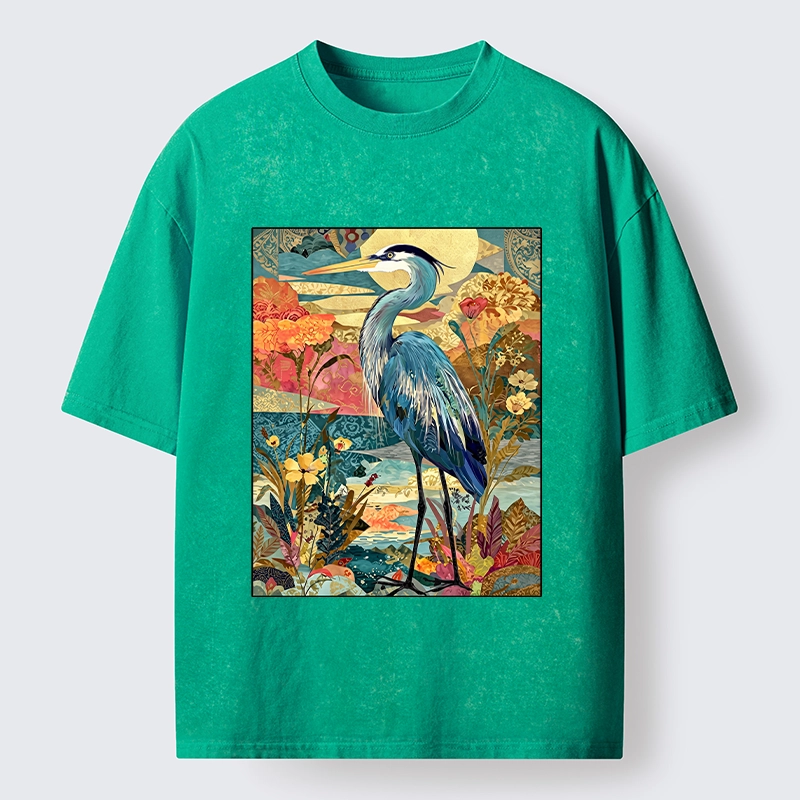 Tokyo‑Tiger Heron Wild Bloom Washed T‑Shirt
