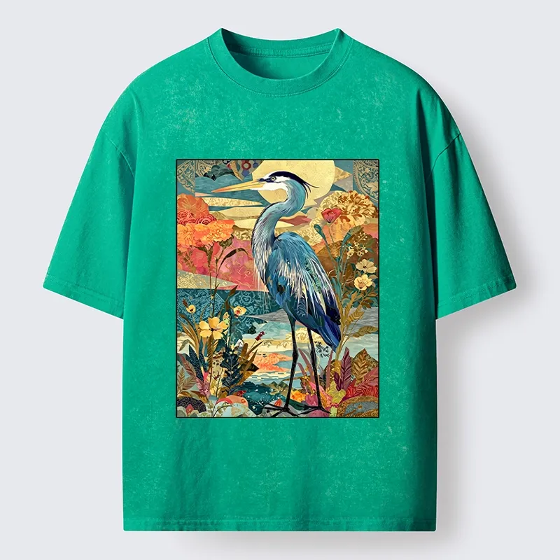 Tokyo‑Tiger Heron Wild Bloom Washed T‑Shirt