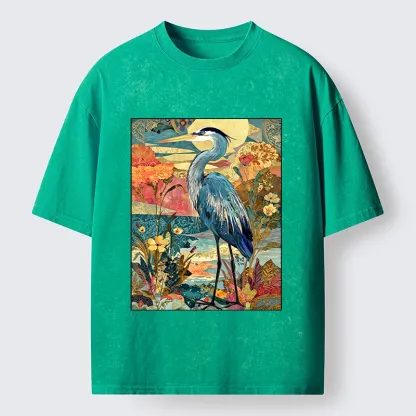 Tokyo‑Tiger Heron Wild Bloom Washed T‑Shirt