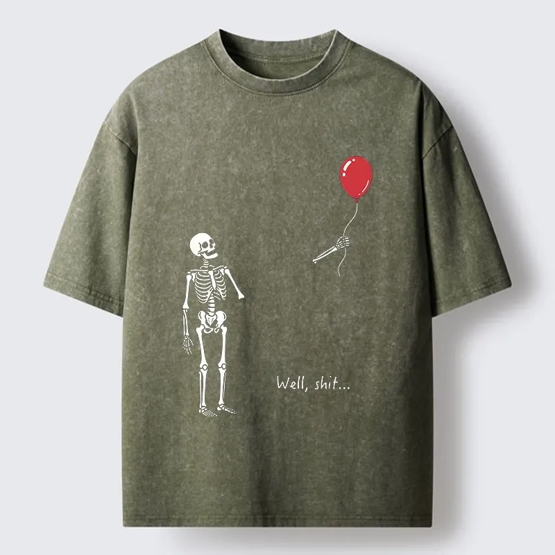 Tokyo-Tiger Skeleton Balloon Meme Washed T-Shirt