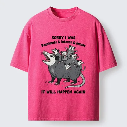 Tokyo-Tiger Crazy Opossum Crew Meme Washed T-Shirt