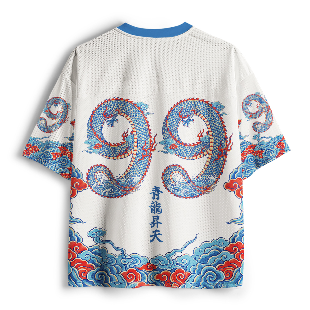 Tokyo-Tiger Traditional Oriental Dragon Cloud Mesh Jersey