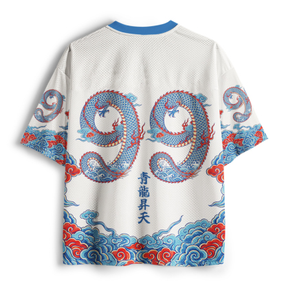 Tokyo-Tiger Traditional Oriental Dragon Cloud Mesh Jersey