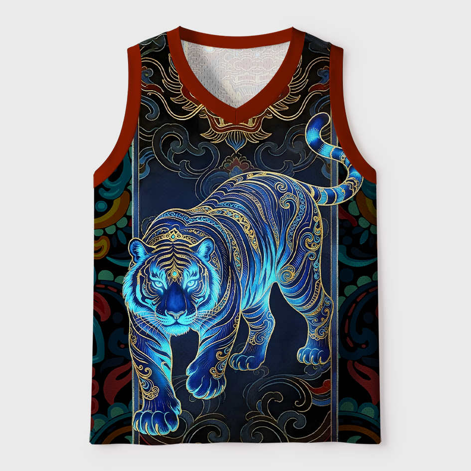 Tokyo-Tiger Forge Yourself Azure Tiger Mesh Tank Top
