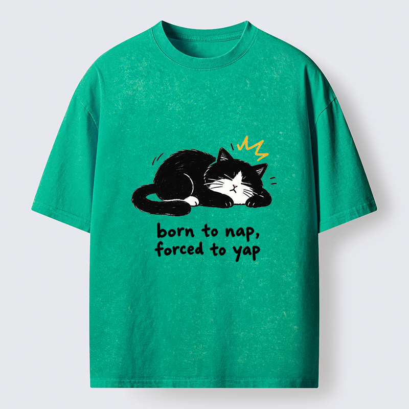 Tokyo-Tiger Cute Lazy Cat Funny Meme Washed T-Shirt