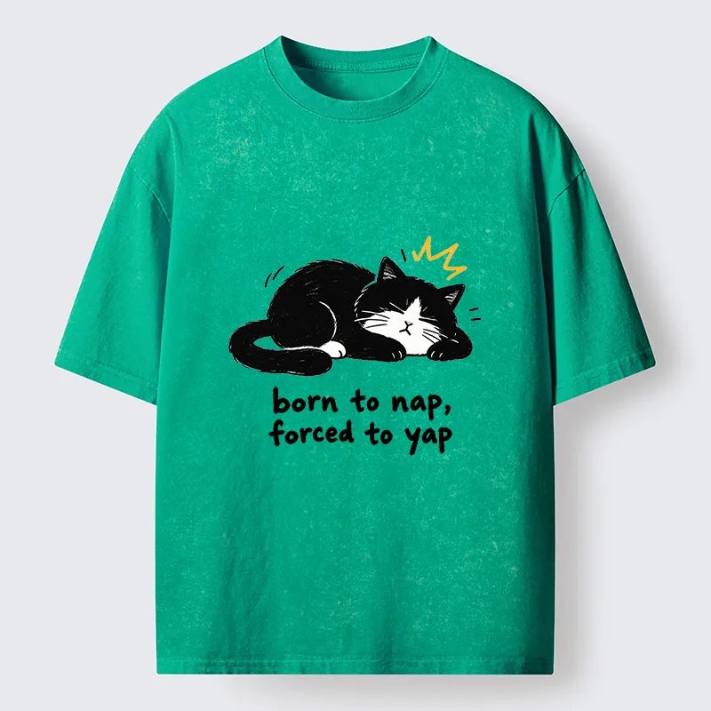 Tokyo-Tiger Cute Lazy Cat Funny Meme Washed T-Shirt