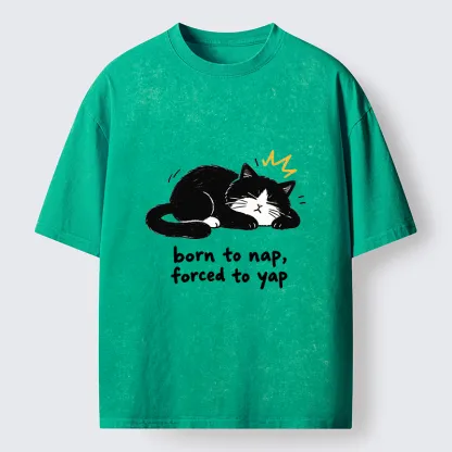 Tokyo-Tiger Cute Lazy Cat Funny Meme Washed T-Shirt
