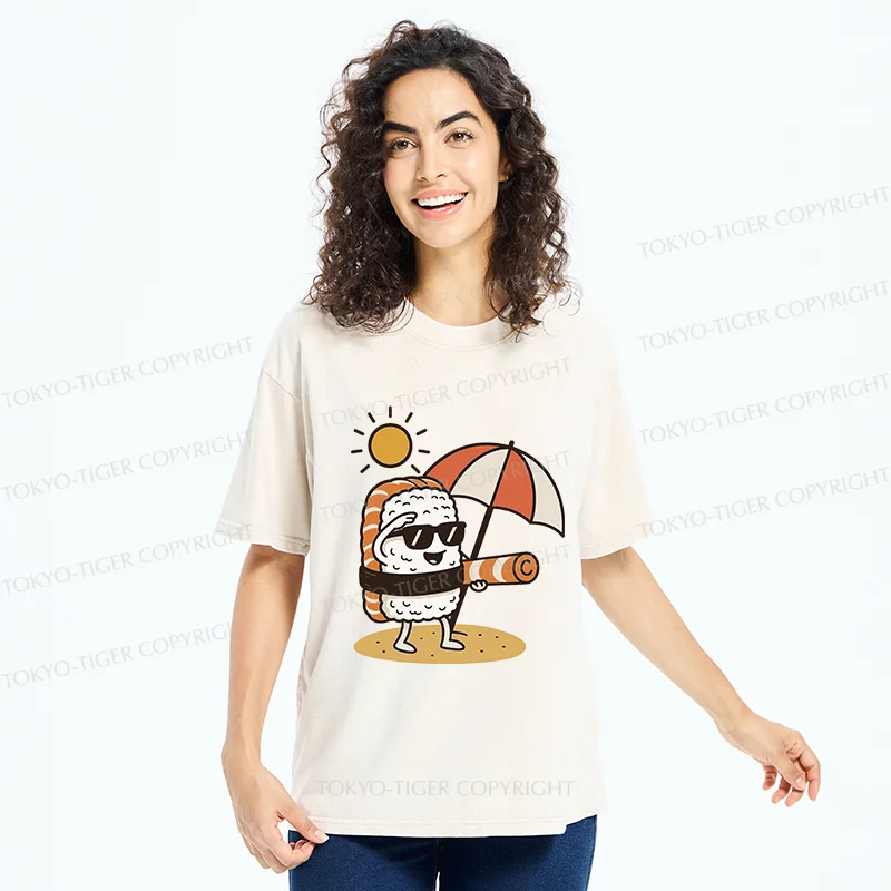 Tokyo-Tiger Summer Sushi Washed T-Shirt