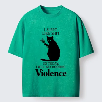 Tokyo-Tiger Mad Cat Mood Washed T-Shirt