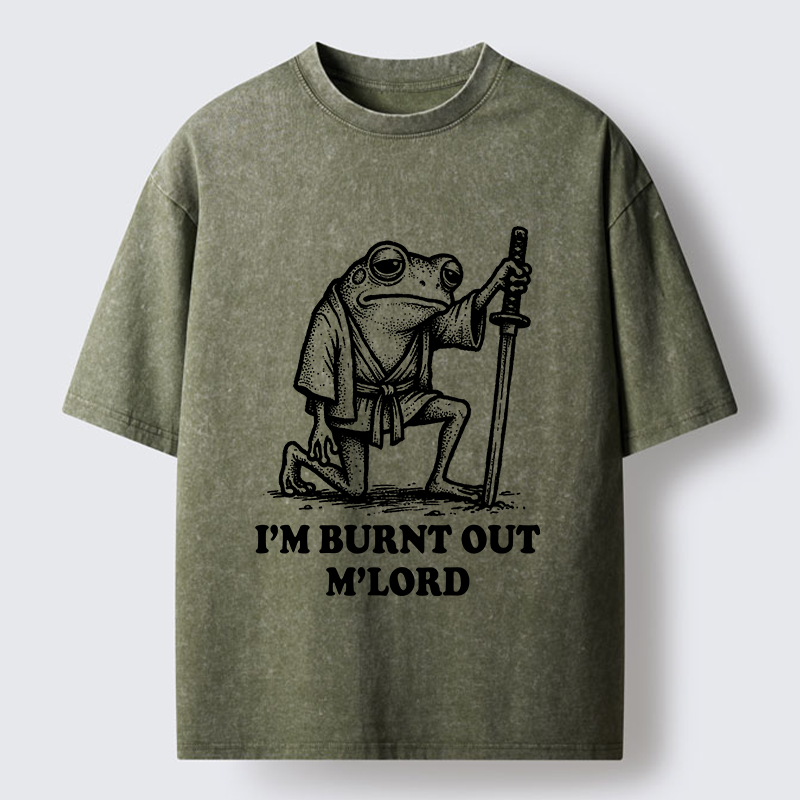 Tokyo‑Tiger Tired Frog Samurai Washed T-Shirt