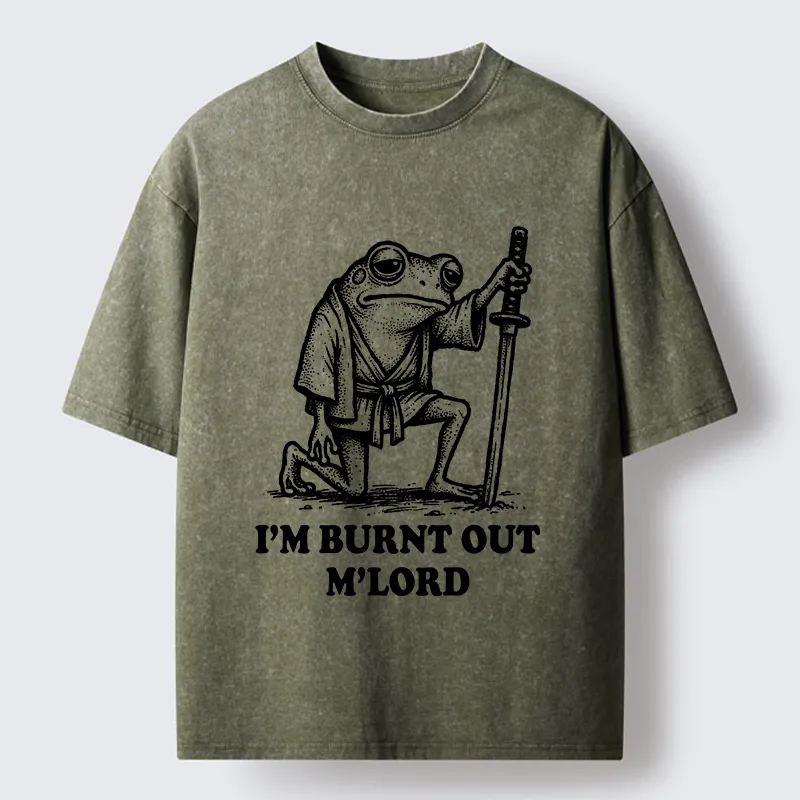 Tokyo‑Tiger Tired Frog Samurai Washed T-Shirt