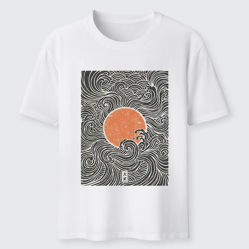 Tokyo-Tiger Ukiyo-e Sun And Waves Classic T-Shirt