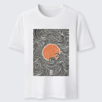 Tokyo-Tiger Ukiyo-e Sun And Waves Classic T-Shirt