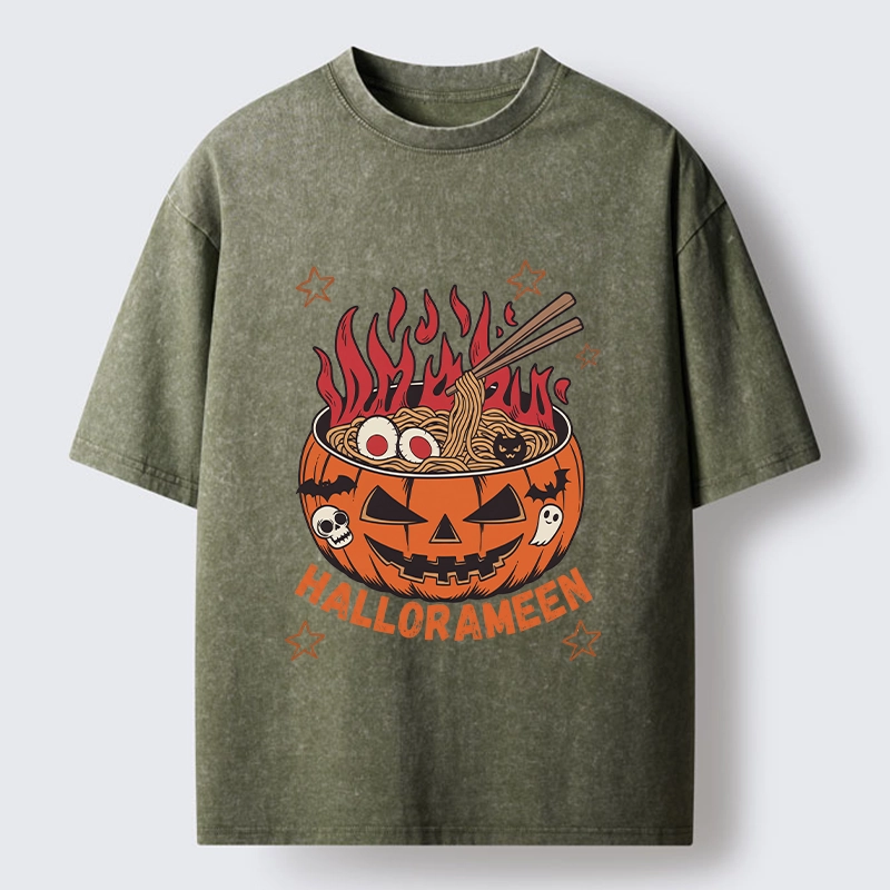 Tokyo‑Tiger Spooky Ramen Bowl Washed T‑Shirt