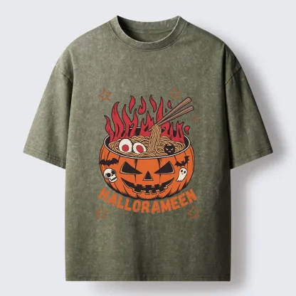 Tokyo‑Tiger Spooky Ramen Bowl Washed T‑Shirt