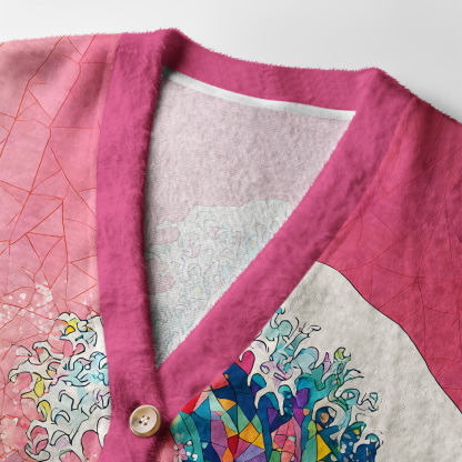 Tokyo-Tiger Colorful Prismatic Wave Ugly Cardigan Sweater