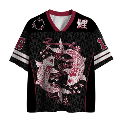Tokyo-Tiger Red Koi Wave Mesh Jersey