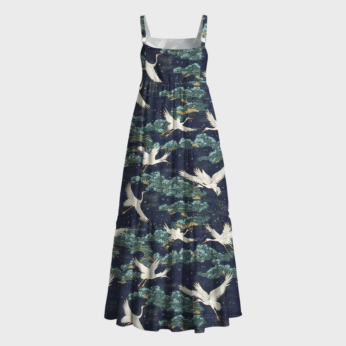 Tokyo-Tiger Cranes And Clouds Maxi Dress