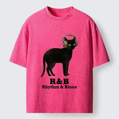 Tokyo‑Tiger Cat Headphone Groove Washed T-Shirt