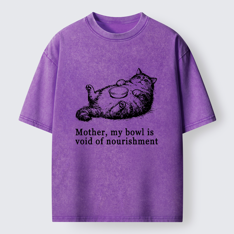 Tokyo‑Tiger Hungry Fat Cat Funny Washed T‑Shirt