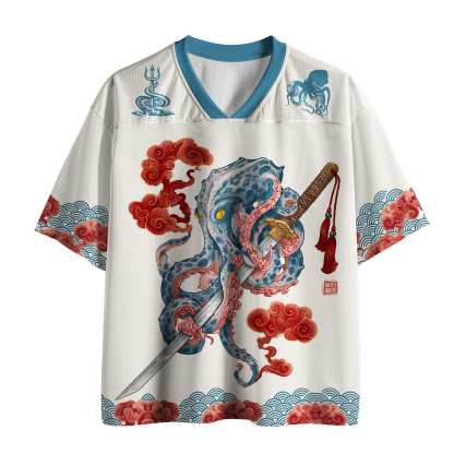Tokyo-Tiger Ukiyo-E Octopus Samurai Mesh Jersey