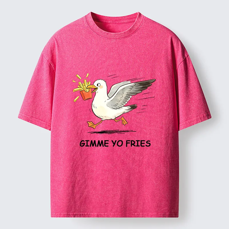 Tokyo-Tiger Funny Seagull Fries Meme Washed T-Shirt