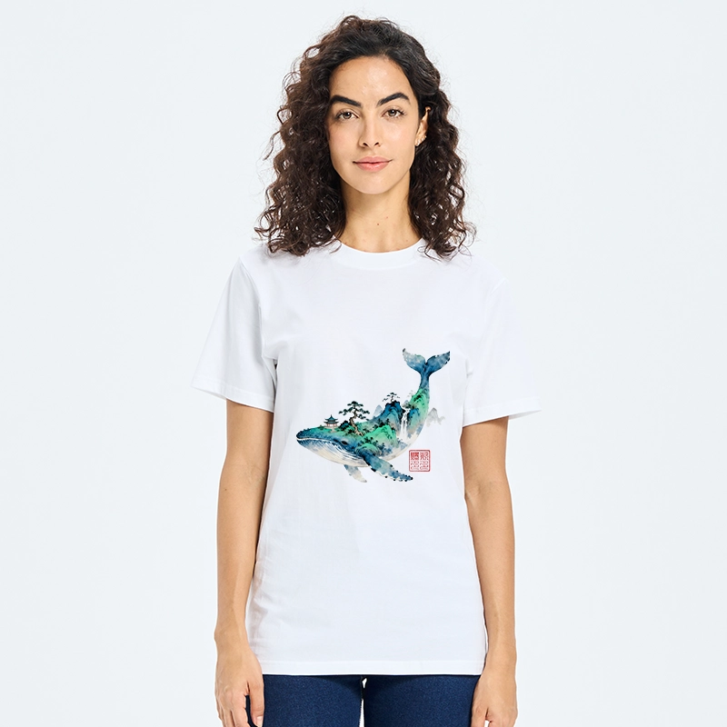 Tokyo-Tiger Whale Ink Painting Landscape Classic T-Shirt