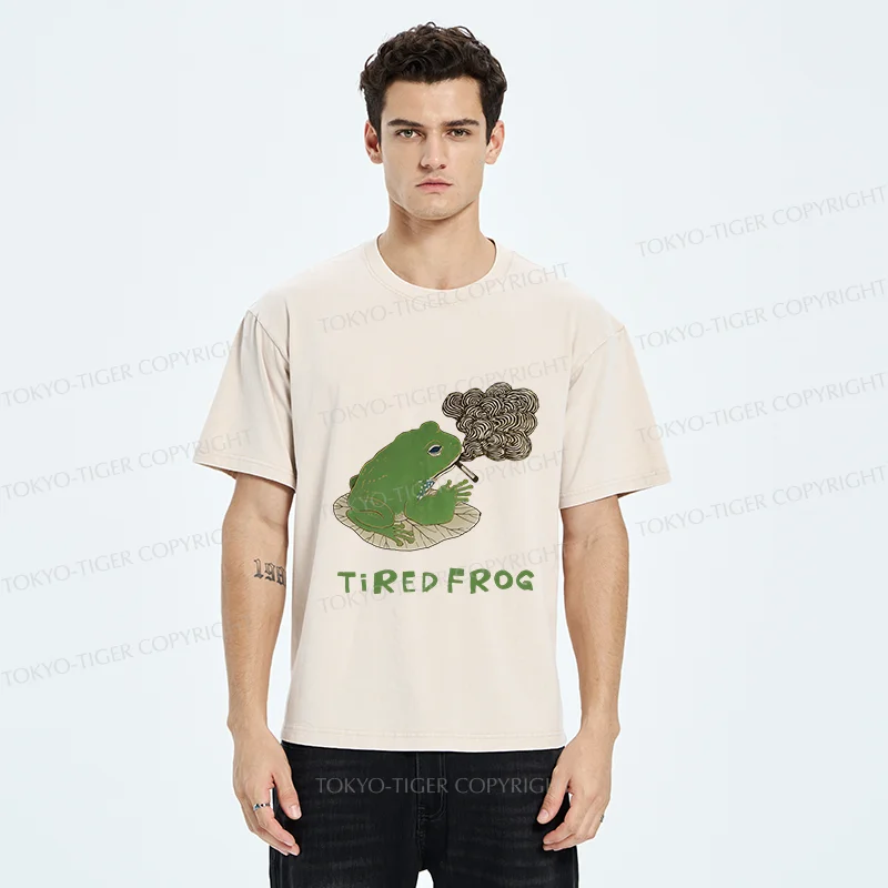 Tokyo-Tiger Tired Japanese Frog Washed T-Shirt