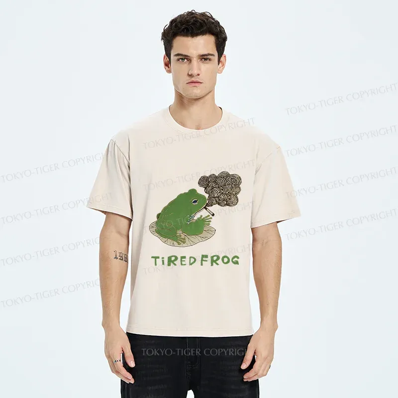 Tokyo-Tiger Tired Japanese Frog Washed T-Shirt