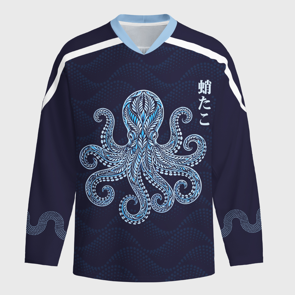 Tokyo-Tiger Tribal Octopus Long-Sleeve Hockey Jersey