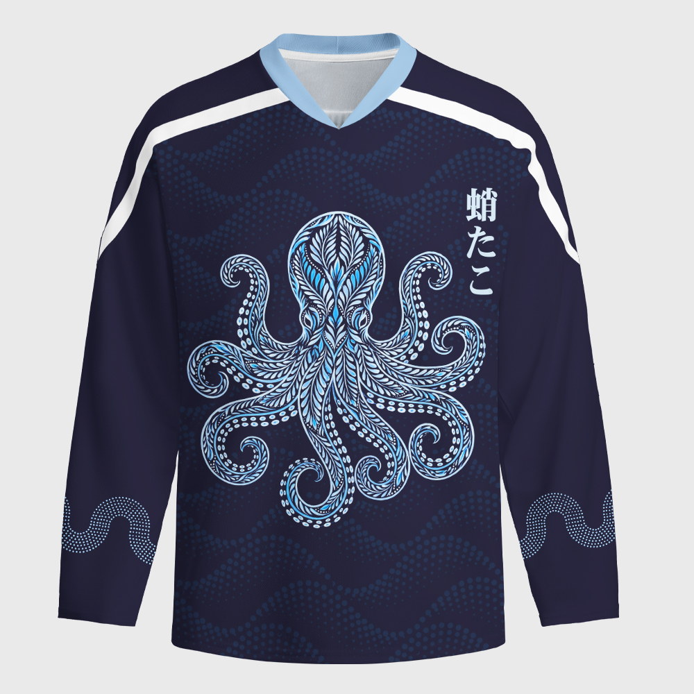 Tokyo-Tiger Tribal Octopus Long-Sleeve Hockey Jersey