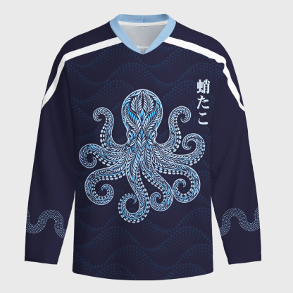 Tokyo-Tiger Tribal Octopus Long-Sleeve Hockey Jersey