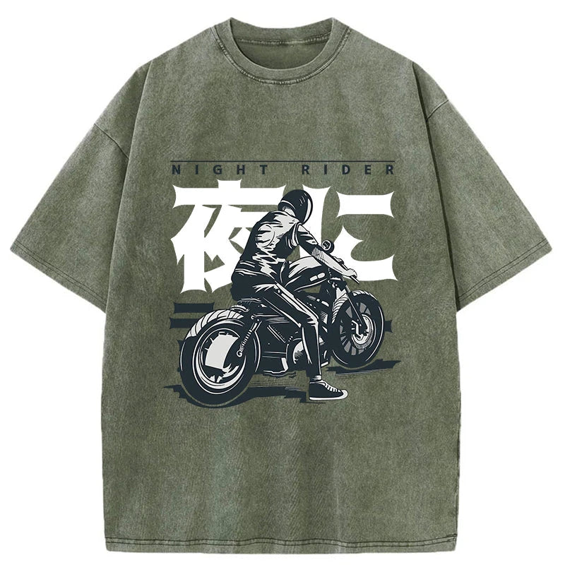 Tokyo-Tiger Motorcyclist Japanese Washed T-Shirt
