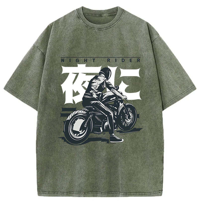 Tokyo-Tiger Motorcyclist Japanese Washed T-Shirt