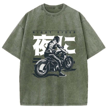 Tokyo-Tiger Motorcyclist Japanese Washed T-Shirt