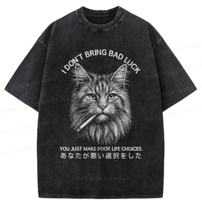 Tokyo-Tiger Cat Don't Bring Bad Luck–It’s Up To You Washed T-Shirt