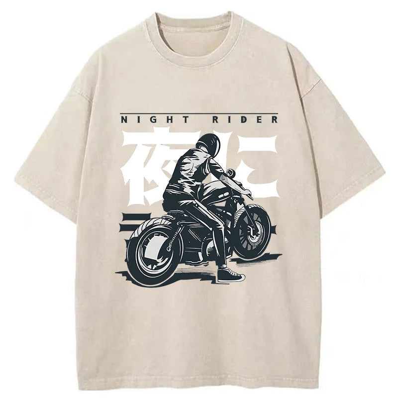 Tokyo-Tiger Motorcyclist Japanese Washed T-Shirt