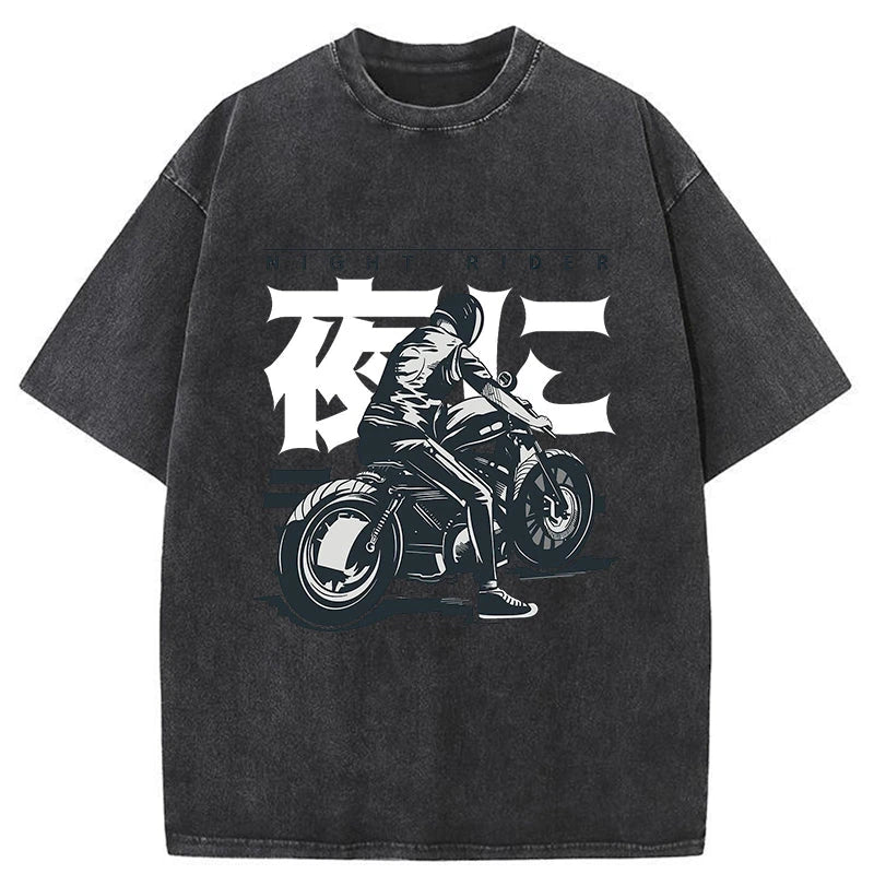 Tokyo-Tiger Motorcyclist Japanese Washed T-Shirt