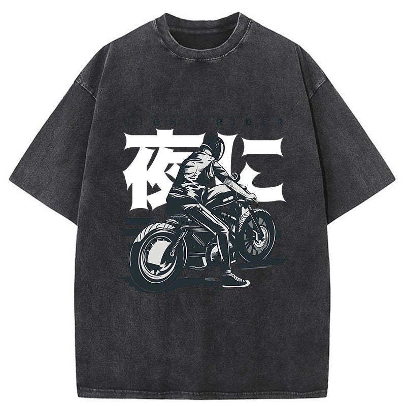 Tokyo-Tiger Motorcyclist Japanese Washed T-Shirt