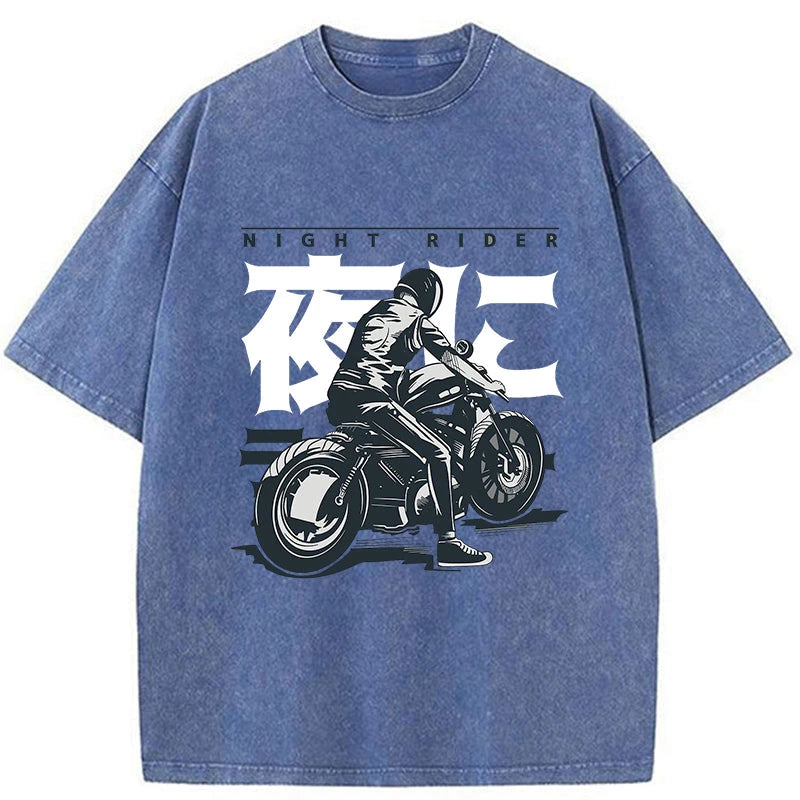 Tokyo-Tiger Motorcyclist Japanese Washed T-Shirt