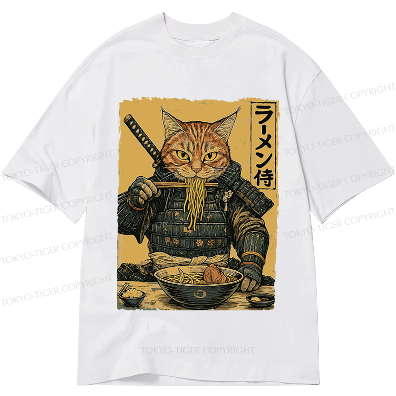 Tokyo-Tiger Cat General Eating Ramen Classic T-Shirt
