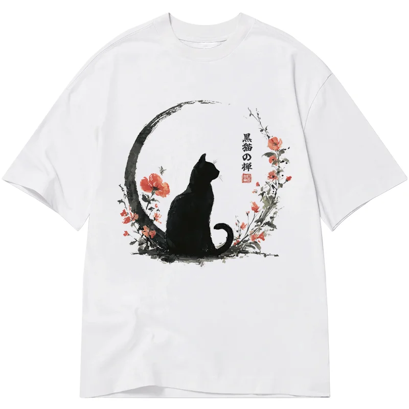Tokyo-Tiger Black Cat And Flowers Classic T-Shirt