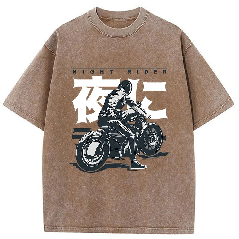 Tokyo-Tiger Motorcyclist Japanese Washed T-Shirt
